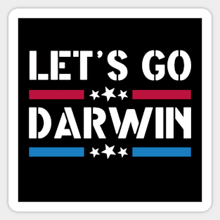 Let's Go Darwin Funny Sarcastic Women Men Vintage USA Flag Lets Go Darwin Merch Sticker